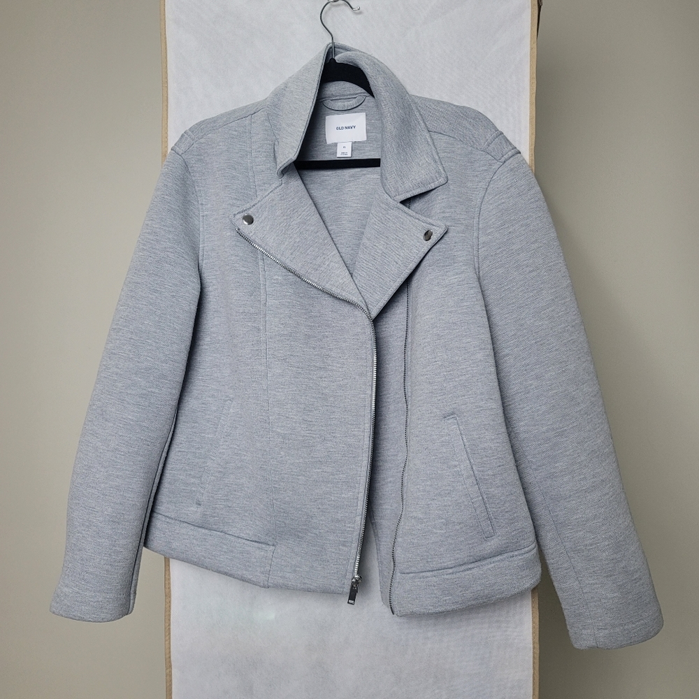 Old Navy womens Grey Scuba-knit moto Jacket XL